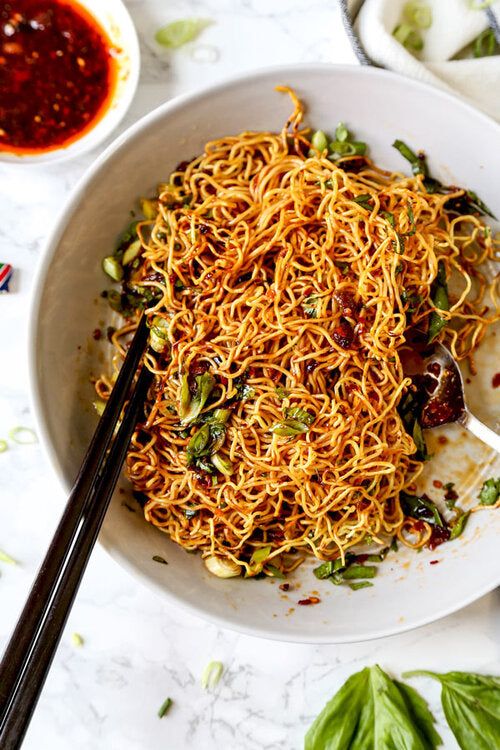 Pan Fried Noodles with Crispy Chili Oil - Chotto Motto
